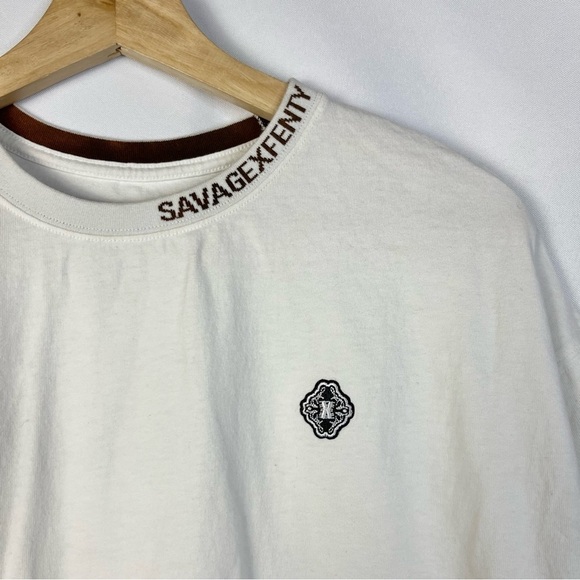 Savage X Fenty White Essential Heavy Jersey Back Page Cropped T-Shirt M - Picture 6 of 7